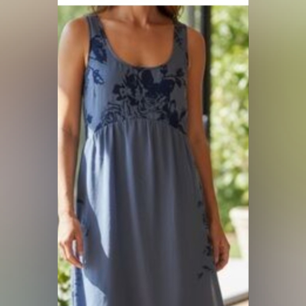 Anthropologie Pins & Needles Sleevless  Blue W/Floral Patter Dress NWOT. Size 12